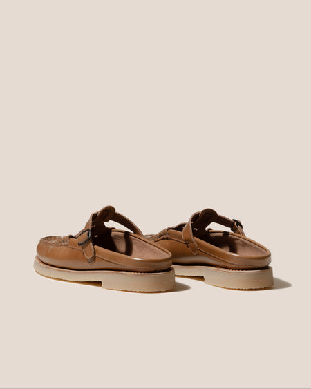 FERRIOL MULE RUBBER VEG TAN - Men's Woven T-bar Mule Loafer