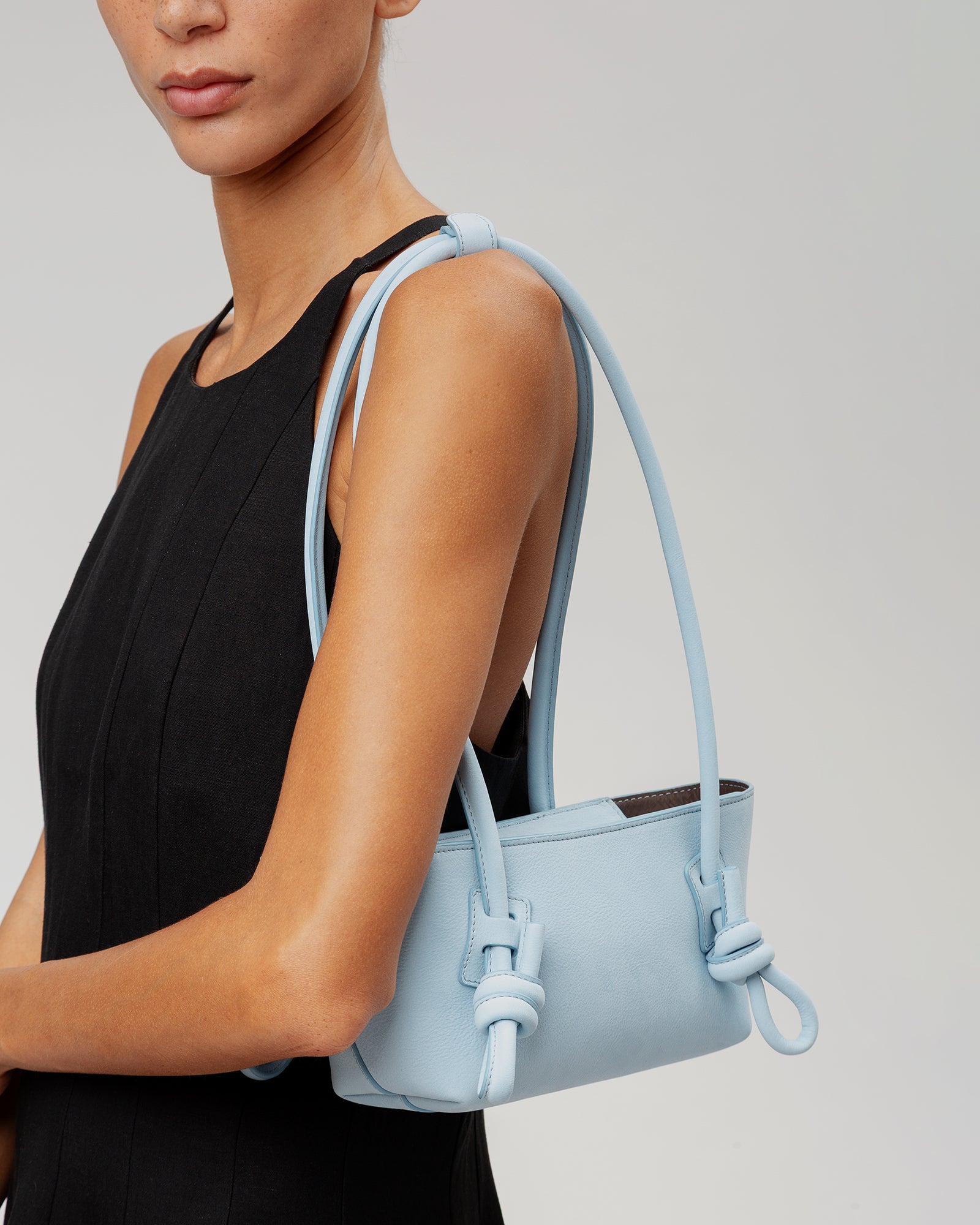 FLECA MINI SHOULDER NUBUCK - Knotted-handle Shoulder Bag – Hereu