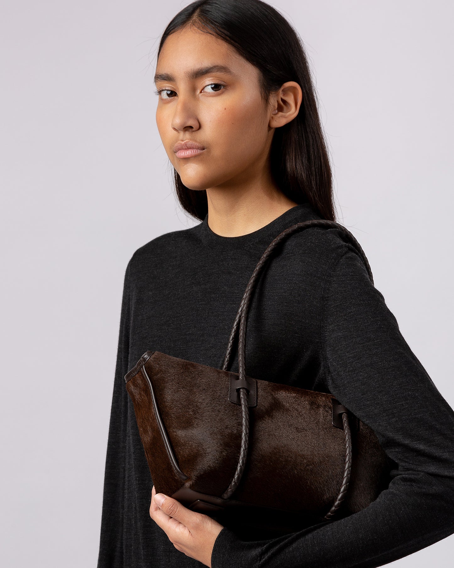 FORNA CALF HAIR - Leather Framed Shoulder Bag