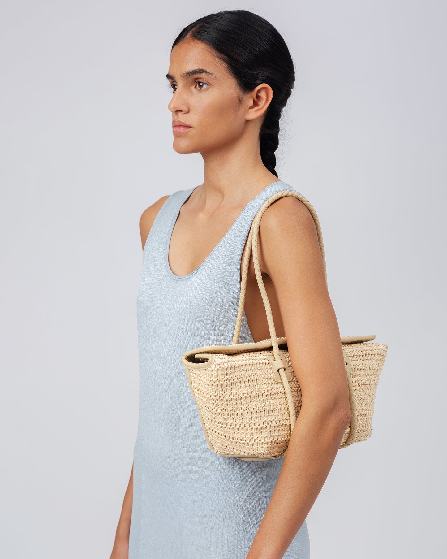 FORNA RAFFIA - Leather Framed Shoulder Bag