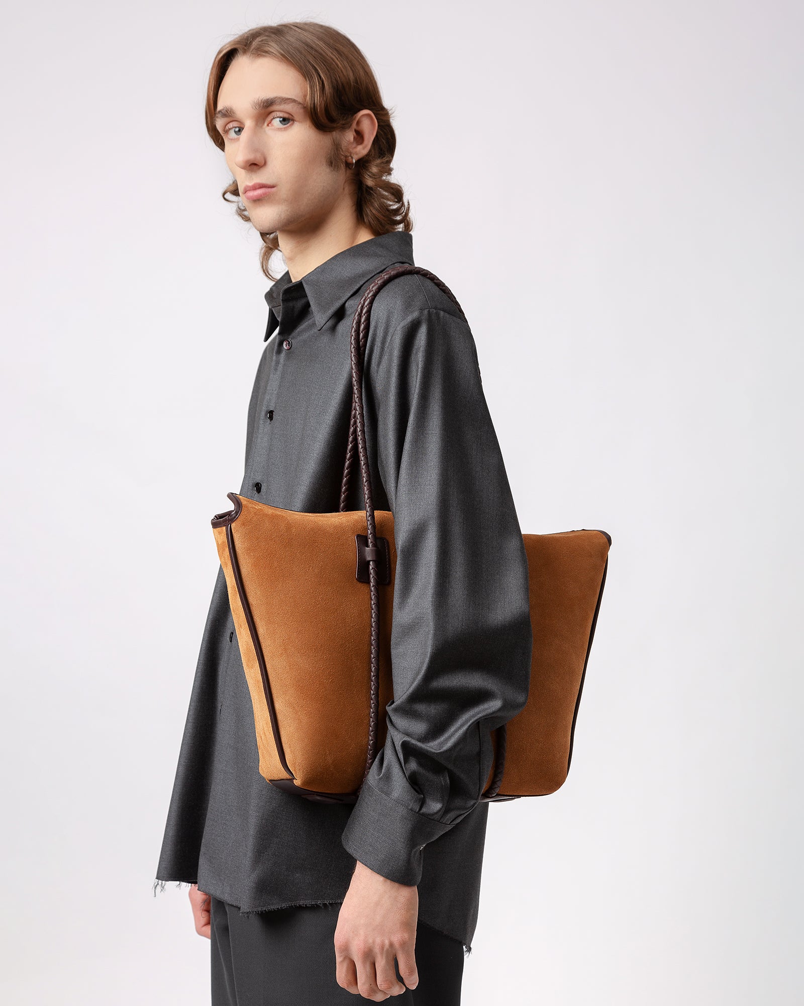 FORNA TOTE SUEDE - Leather-Framed Shoulder Bag