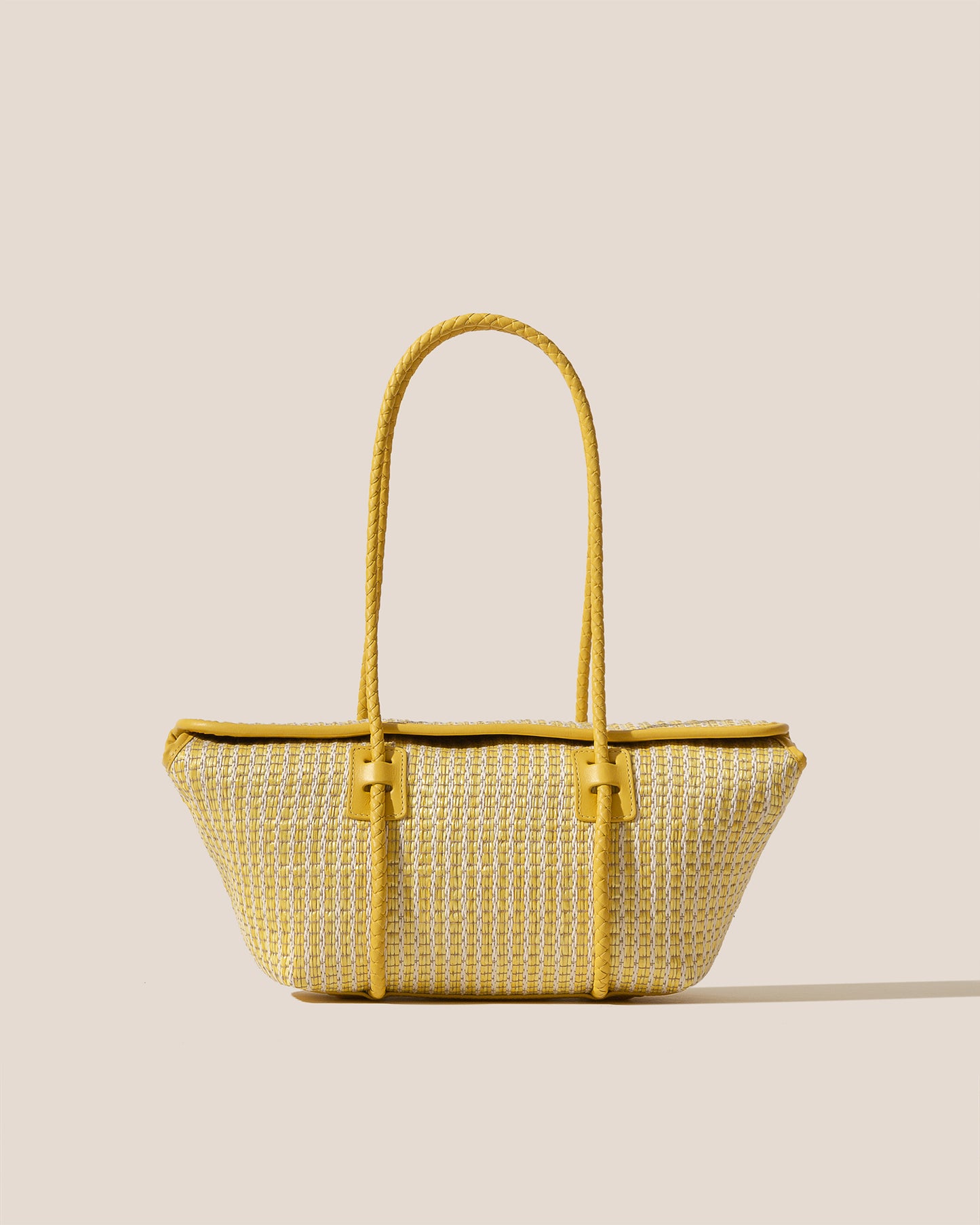 FORNA STRIPED RAFFIA - Leather Framed Shoulder Bag