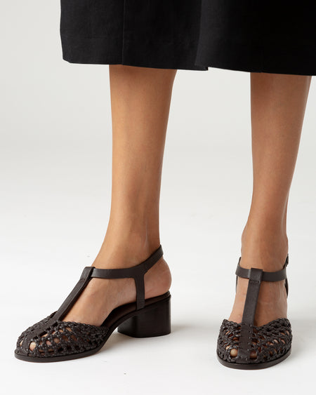 GABIA - Heeled Woven T-bar Sandal