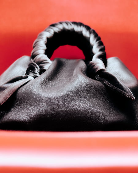 BOMBON VELVET FOULARD - Plaited-handle Leather Handbag