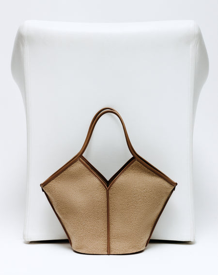 CALELLA WOOL - Leather-trimmed Tote Bag