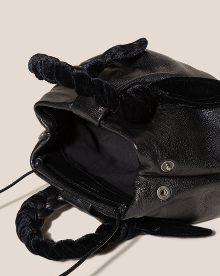 BOMBON VELVET FOULARD - Plaited-handle Leather Handbag