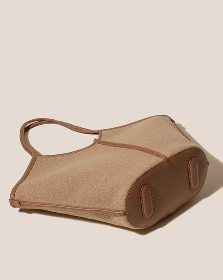 CALELLA WOOL - Leather-trimmed Tote Bag