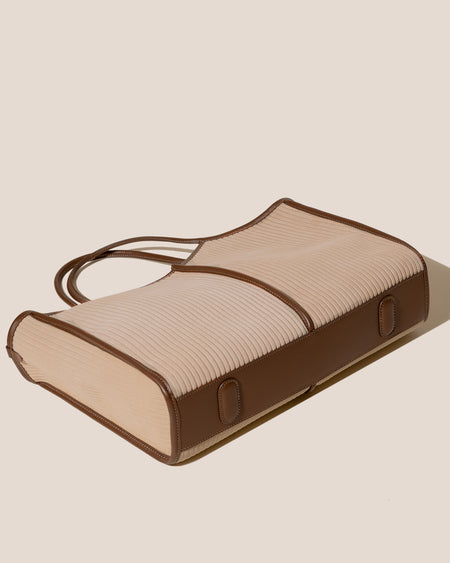 CALELLA SQUARED MEDIUM CORDUROY SUEDE - Leather-trimmed Tote Bag