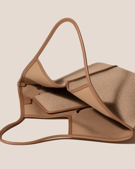 CALELLA WOOL - Leather-trimmed Tote Bag