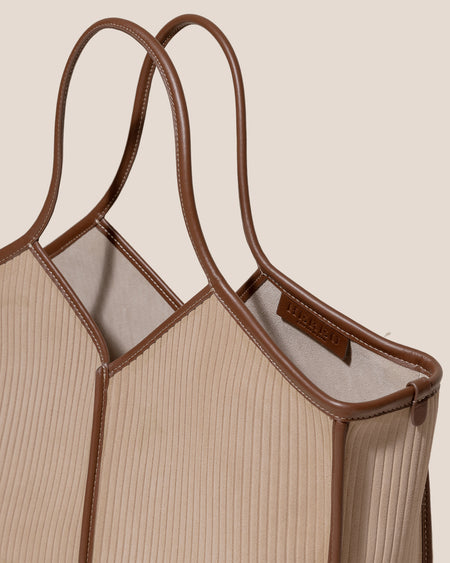 CALELLA SQUARED MEDIUM CORDUROY SUEDE - Leather-trimmed Tote Bag