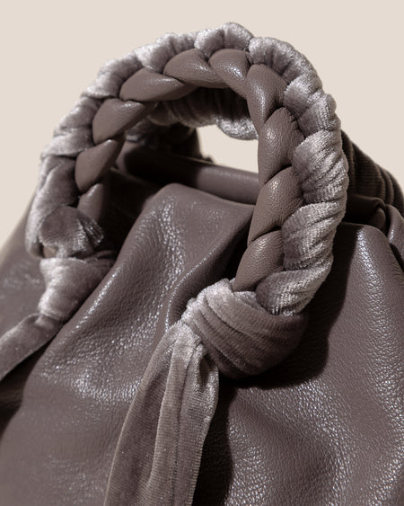 BOMBON VELVET FOULARD - Plaited-handle Leather Handbag