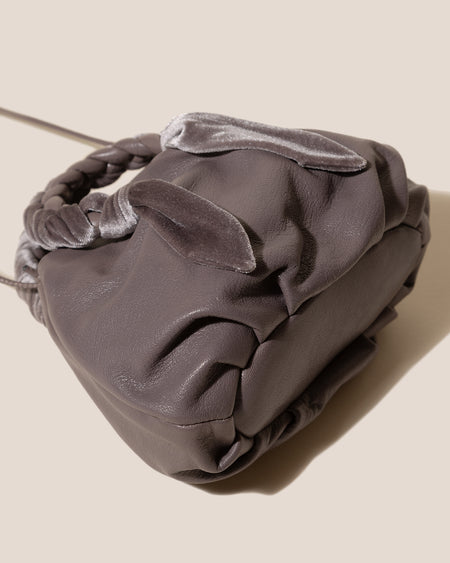 BOMBON VELVET FOULARD - Plaited-handle Leather Handbag