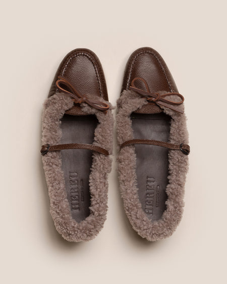 LOREA CURLY SHEARLING TRIMS - Mary Jane Loafer