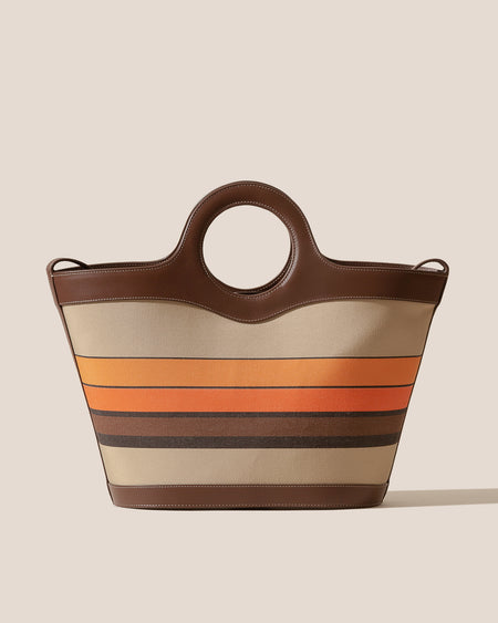 NASTA STRIPED - Leather Framed Tote Bag