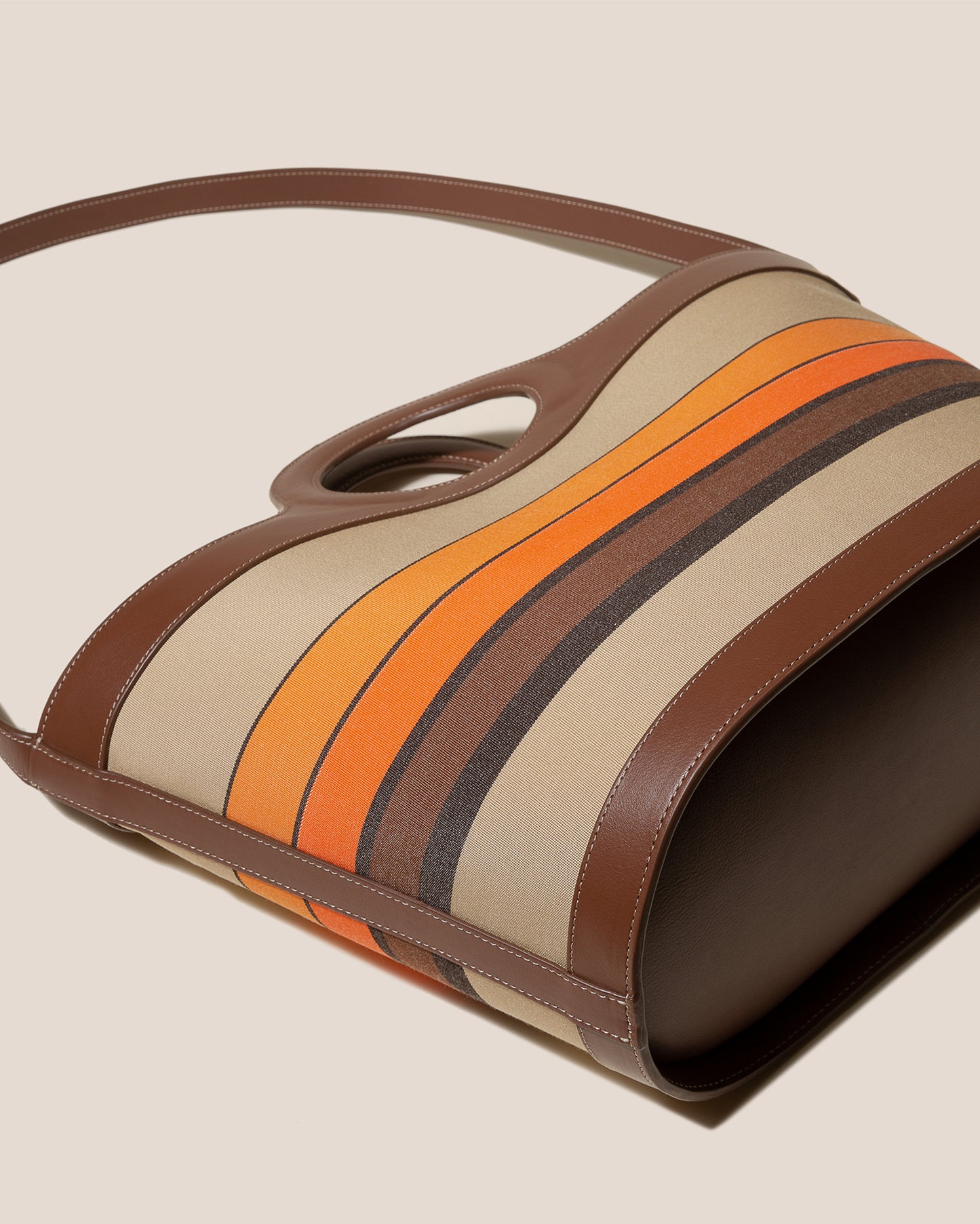 NASTA STRIPED - Leather Framed Tote Bag