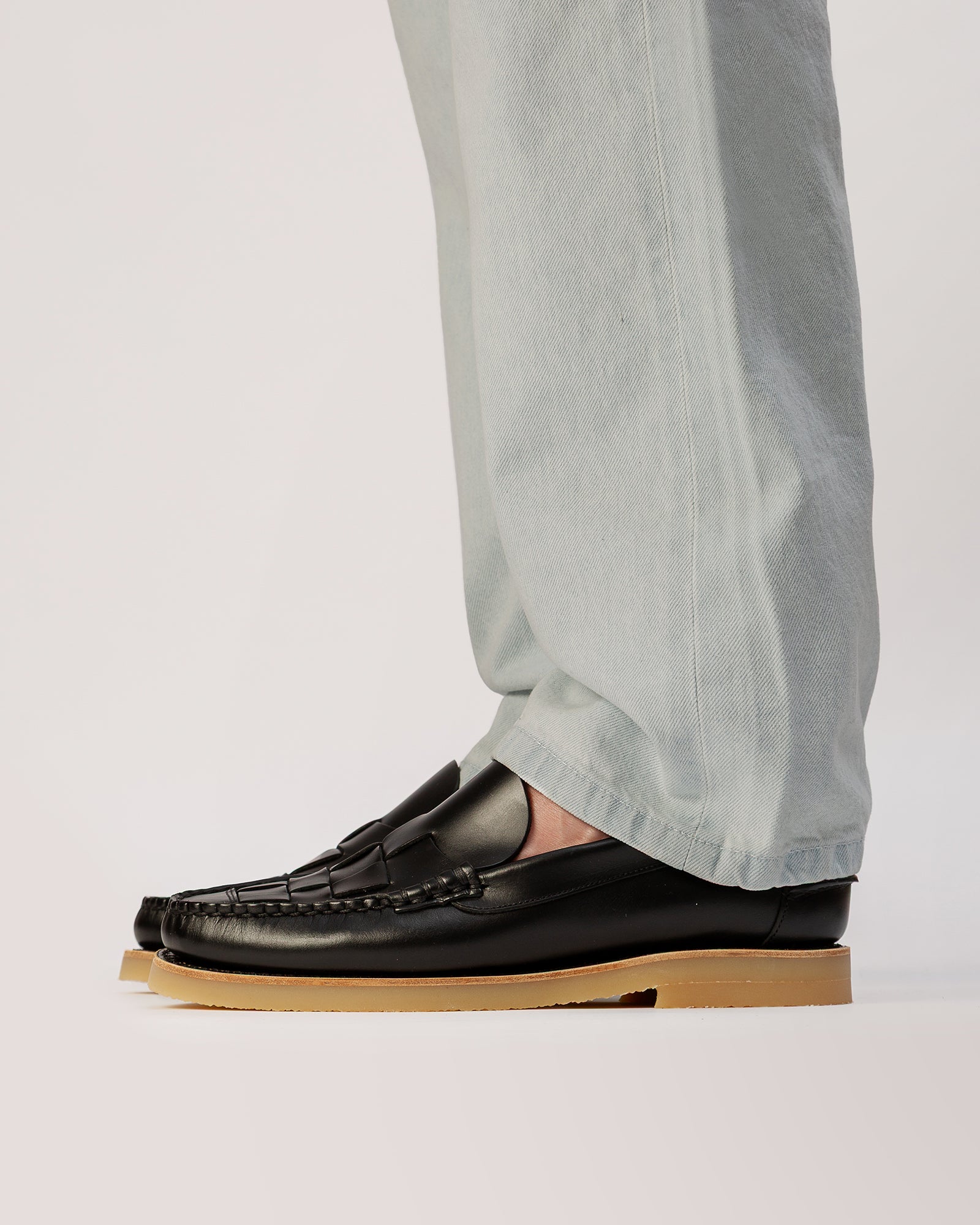NOMBELA RUBBER VEG TAN - Men's Interwoven Detail Slip-On Loafer