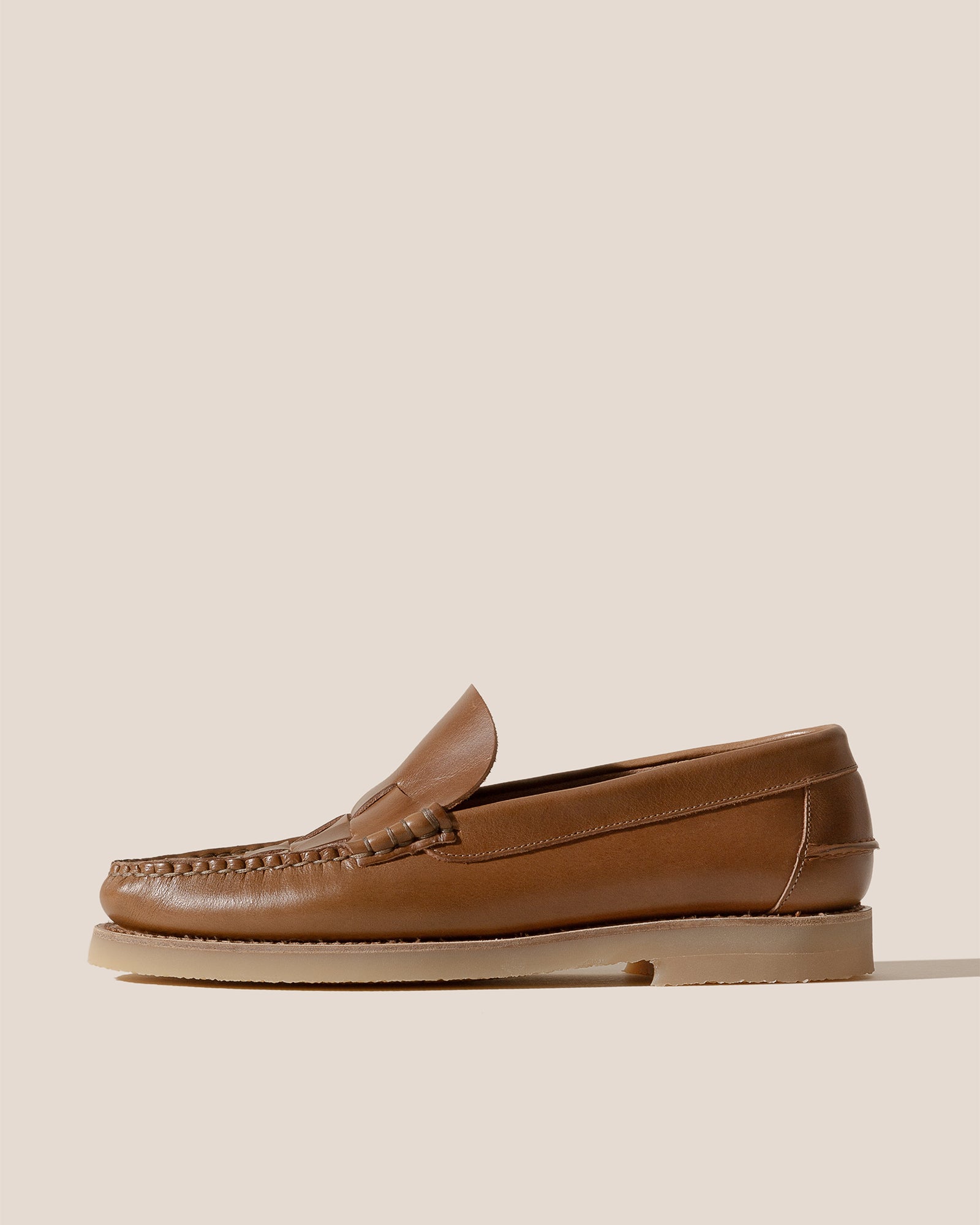 NOMBELA RUBBER VEG TAN - Men's Interwoven Detail Slip-On Loafer