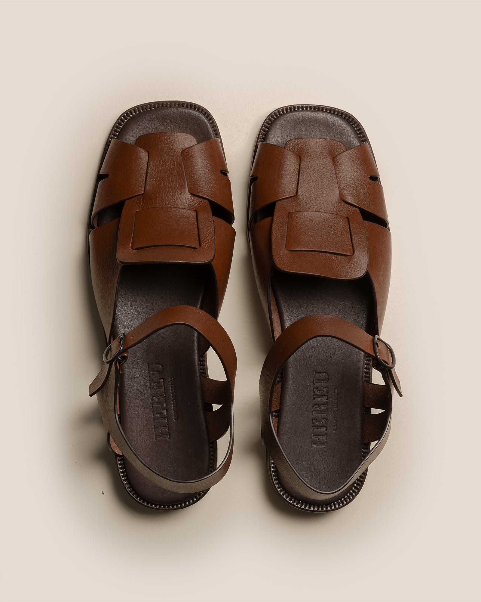 ROCA GRAINY VEG TAN - Men's Square-toe Fisherman Sandal