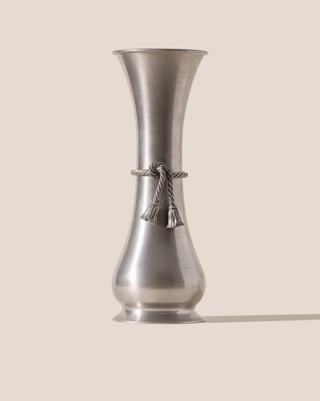 ELONGATED BOW VASE - Metal Vase with Tassel Detail
