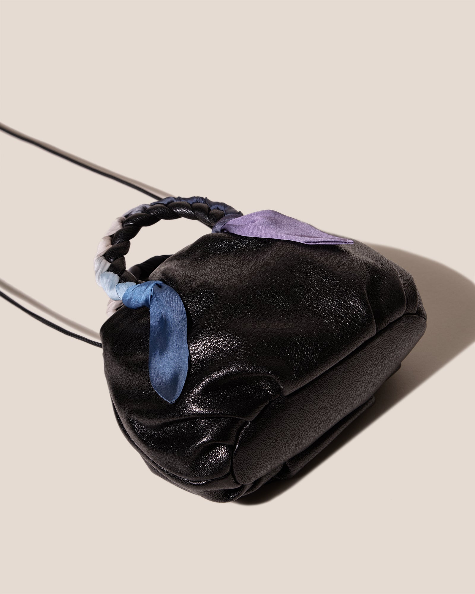 BOMBON FOULARD - Plaited-handle Leather Handbag