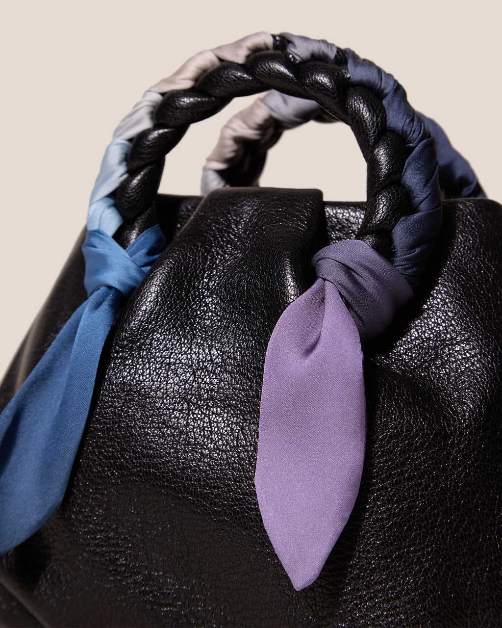 BOMBON FOULARD - Plaited-handle Leather Handbag
