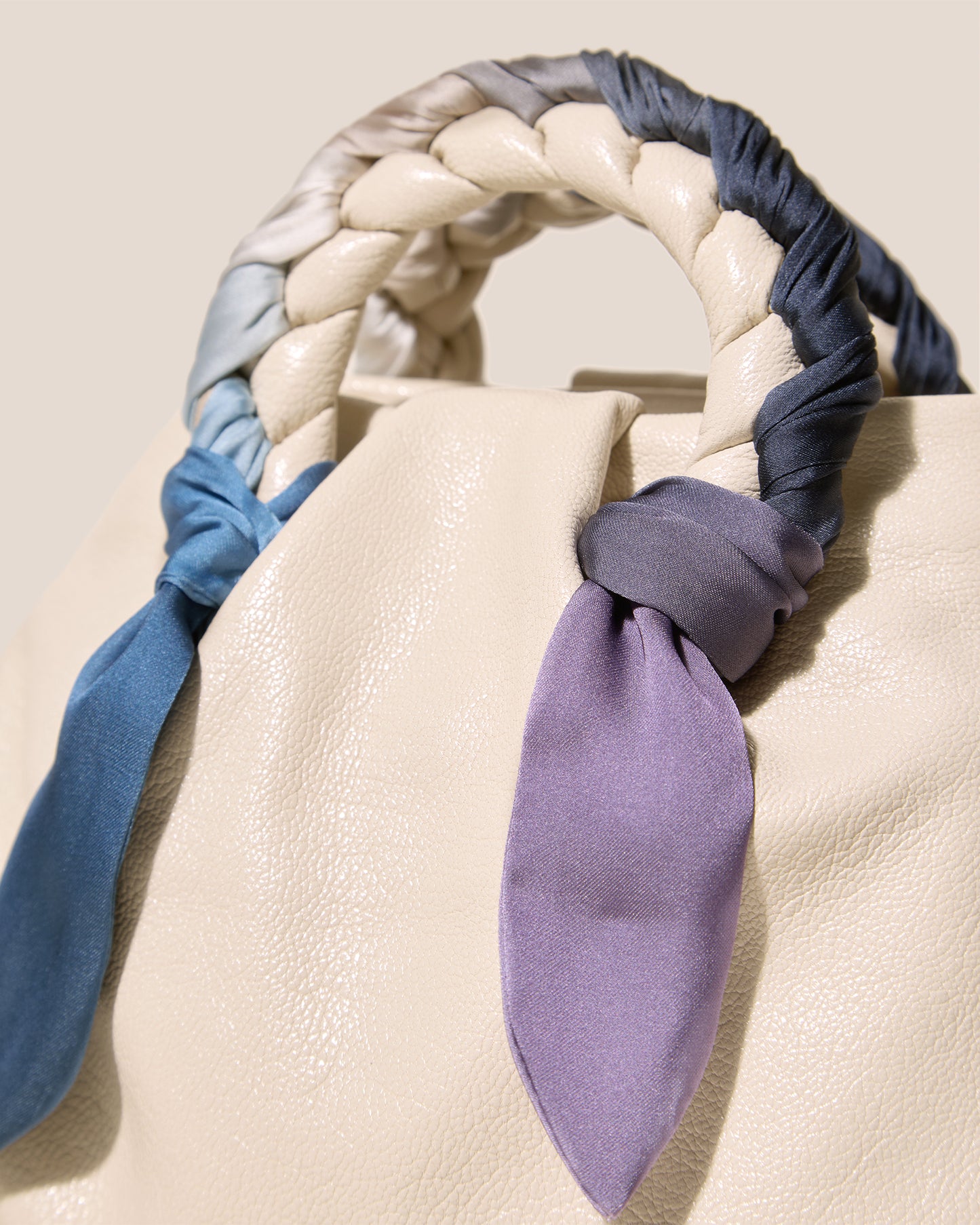 BOMBON FOULARD - Plaited-handle Leather Handbag