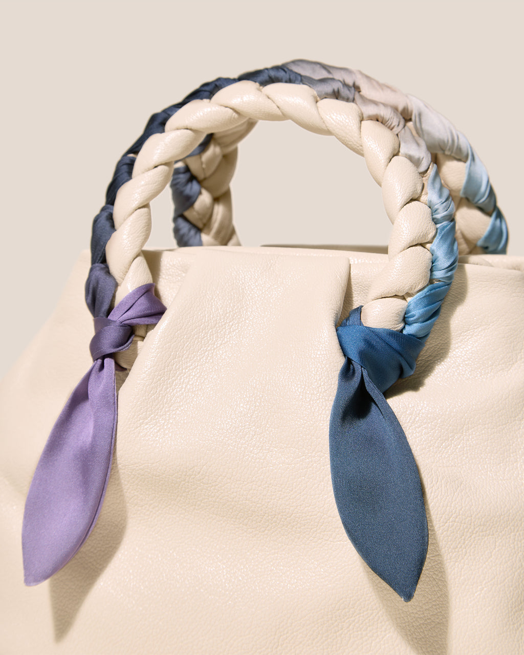 BOMBON M FOULARD - Medium Plaited-handle Leather Handbag