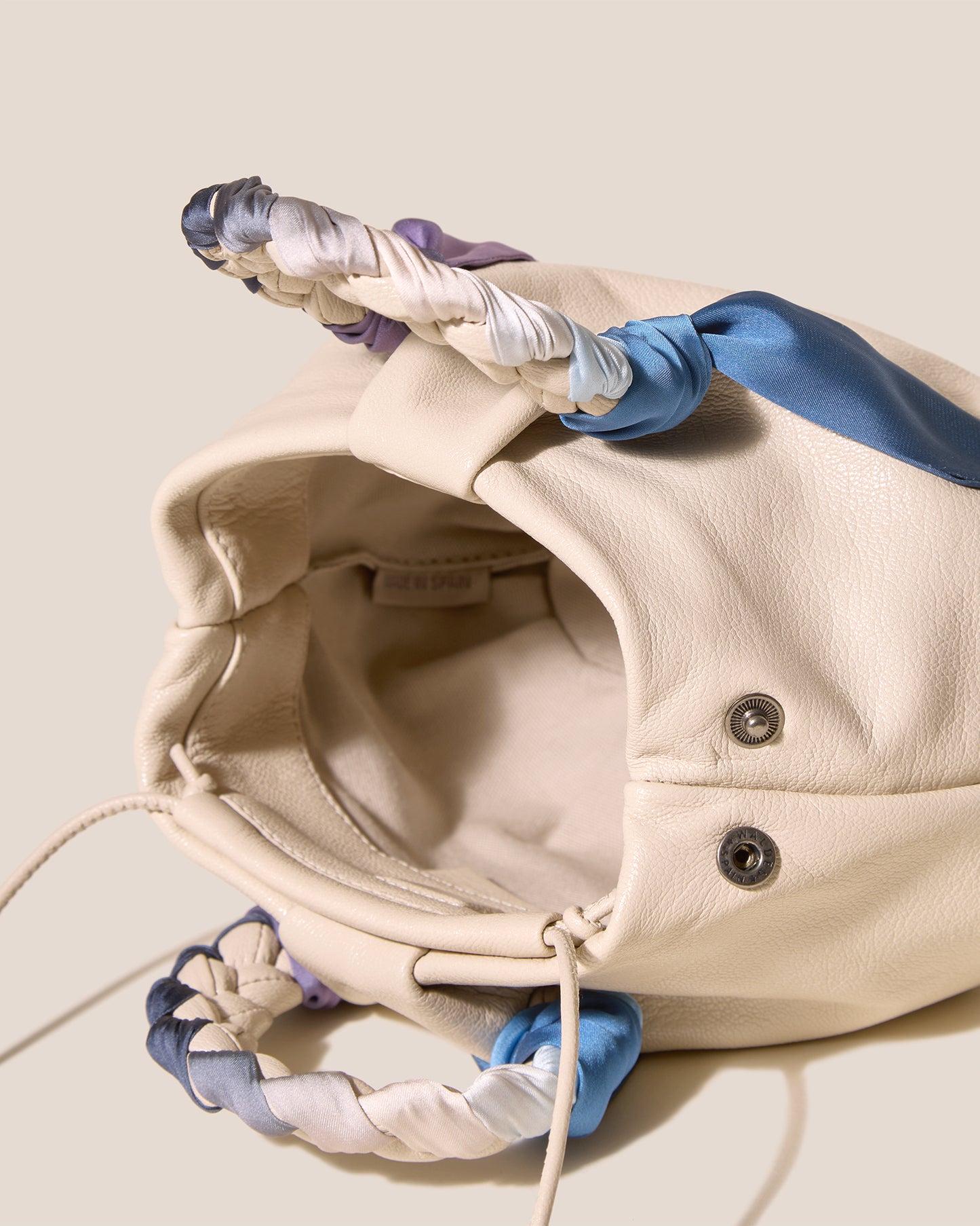 BOMBON FOULARD - Plaited-handle Leather Handbag