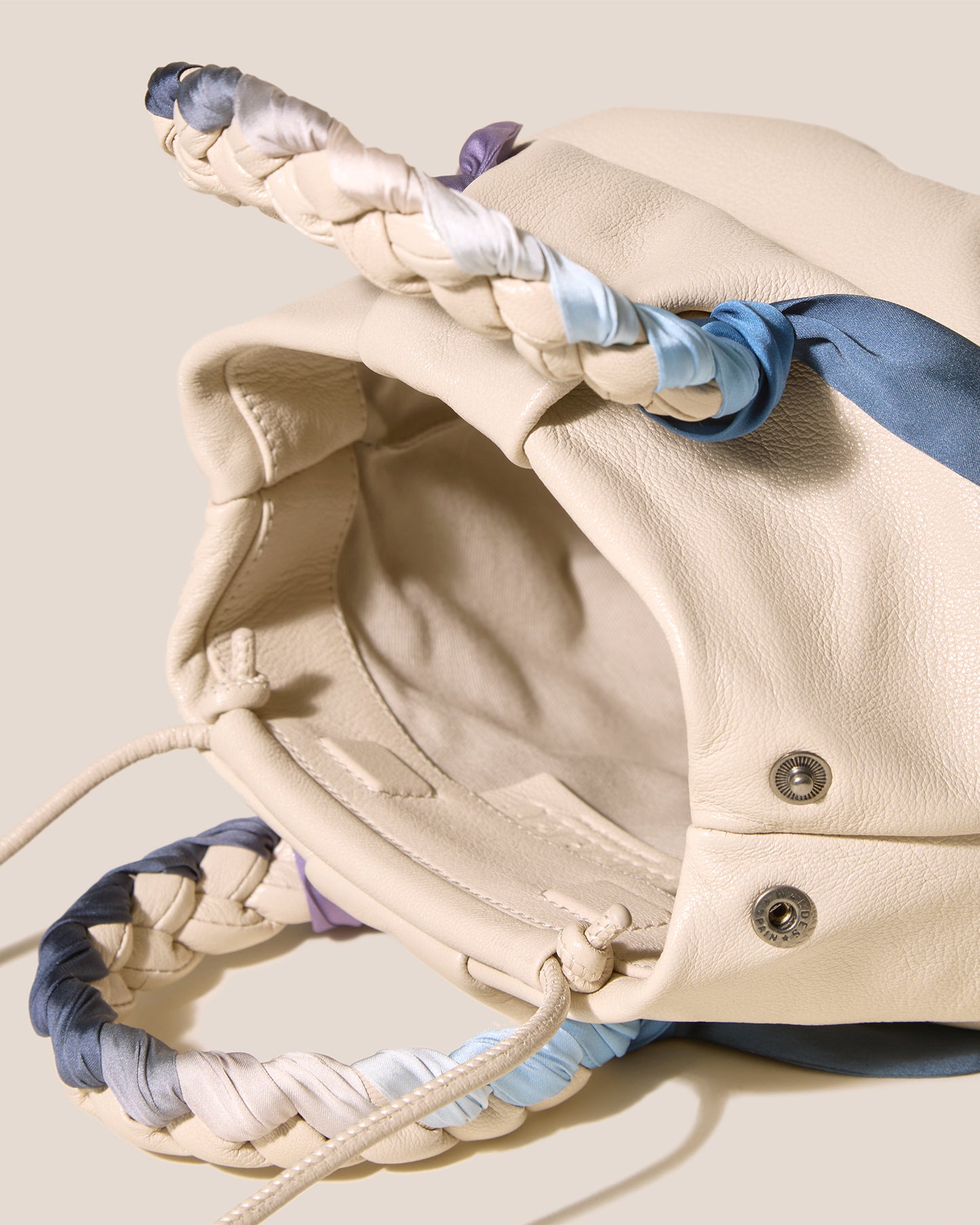 BOMBON M FOULARD - Medium Plaited-handle Leather Handbag