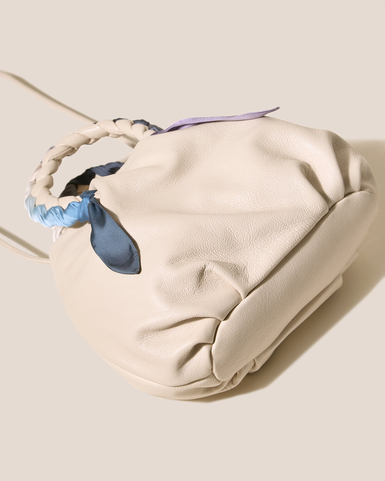 BOMBON M FOULARD - Medium Plaited-handle Leather Handbag