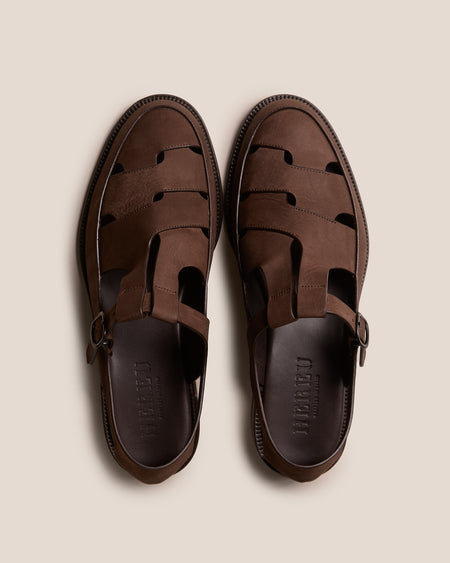 BESSO NUBUCK - Men's Woven T-bar Sandal