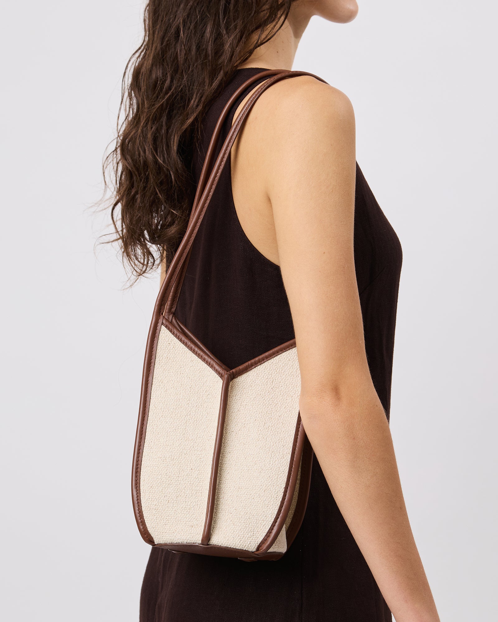 CALELLA BUCKET CANVAS - Leather-trimmed Shoulder Bag