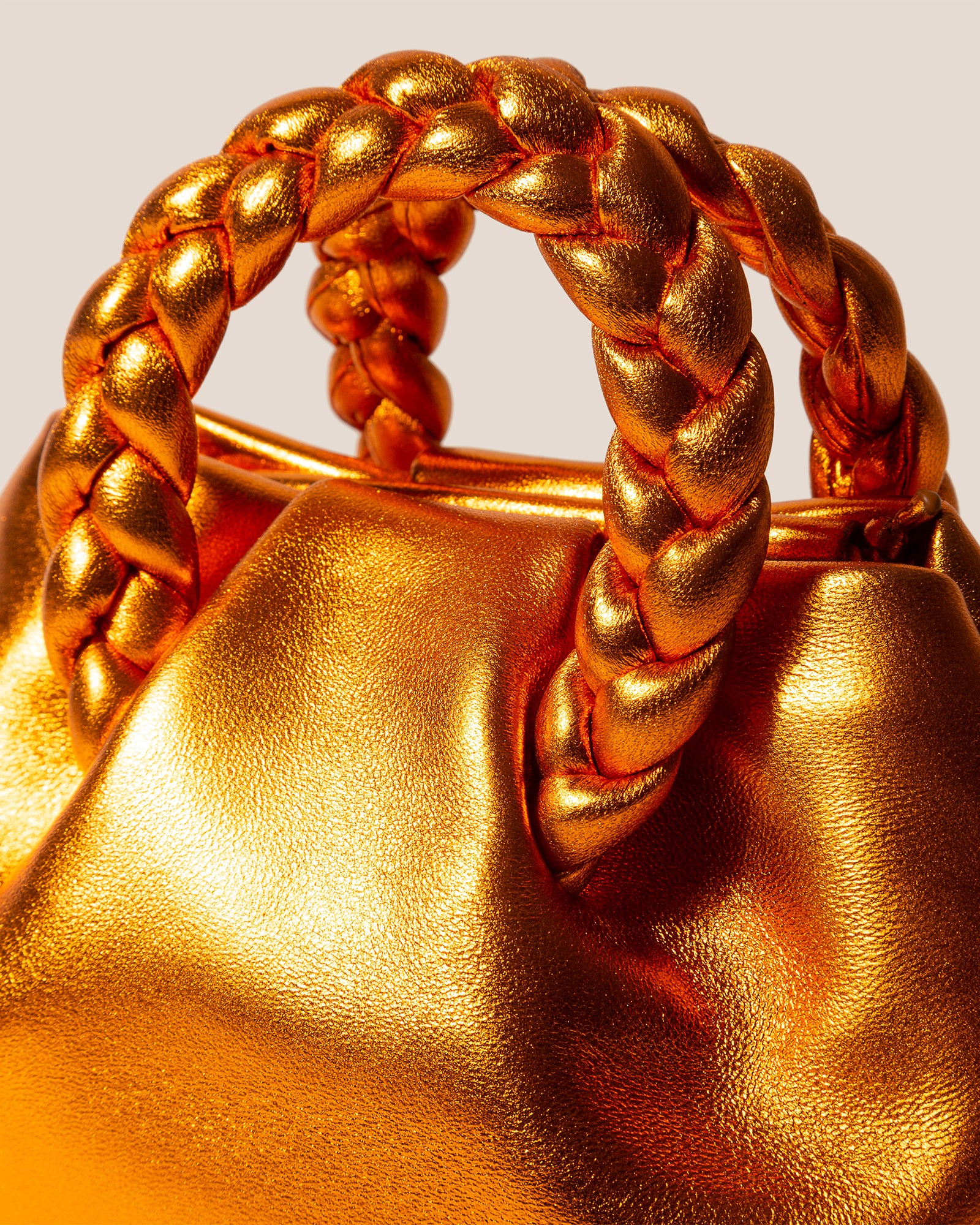 BOMBON METALLIC - Small Plaited-handle Leather Crossbody Bag 