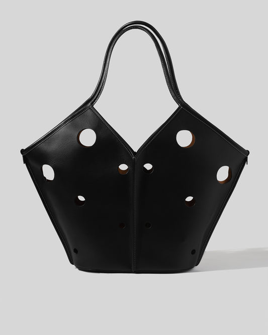 CALELLA PERFORATED - Leather-trimmed Cut-out Tote Bag