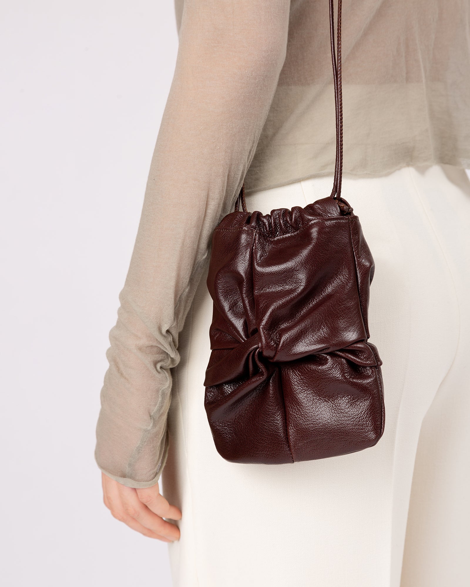 Hereu Sinia Mini Woven Leather Crossbody Bag In Cream
