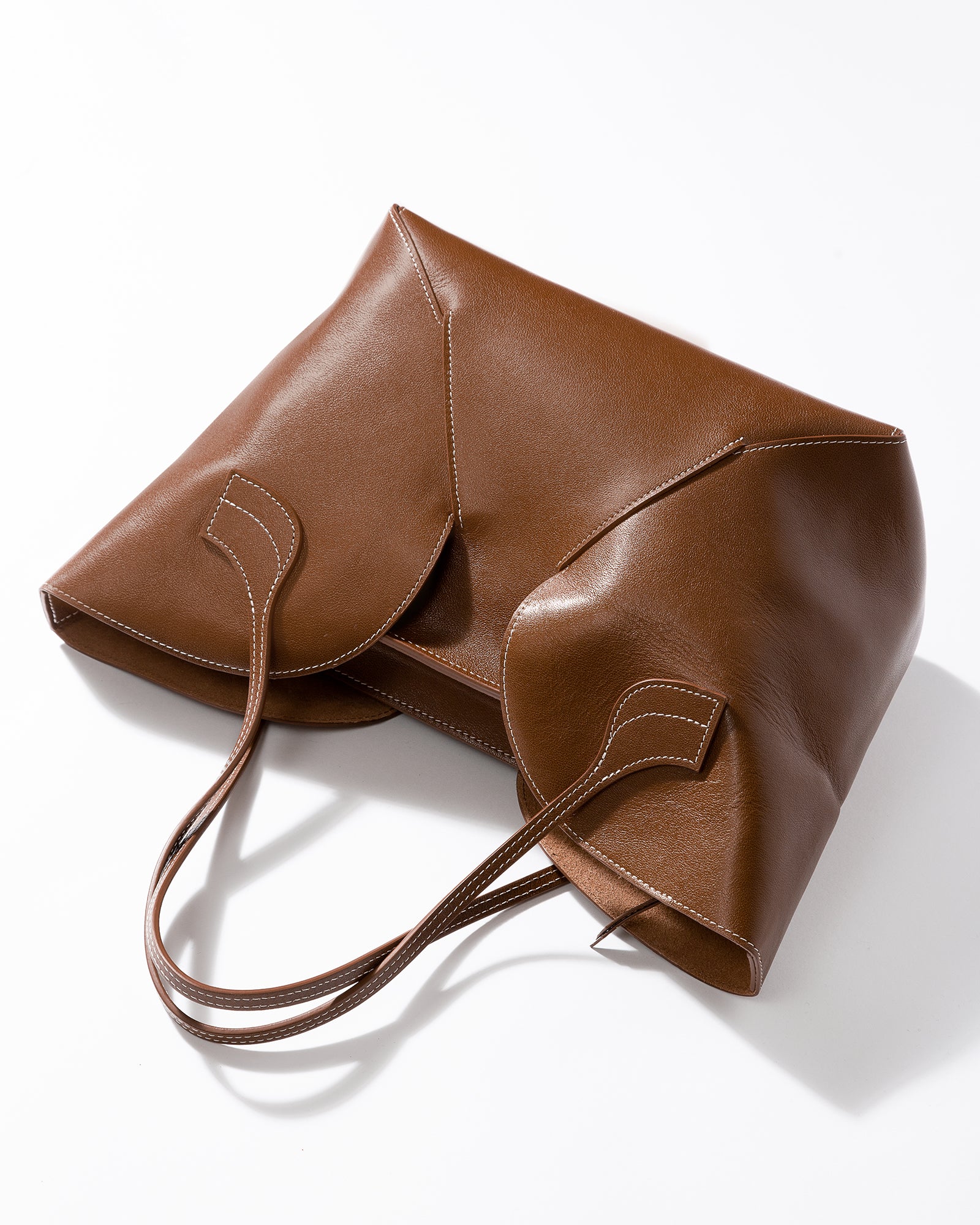 Hereu Sepal Large Leather Tote Bag - Brown