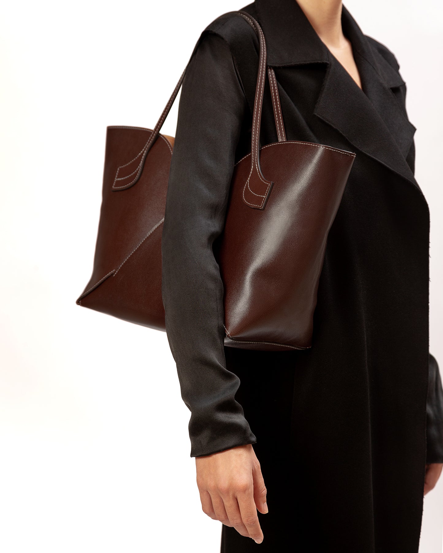 Hereu Sepal Large Leather Tote Bag - Brown