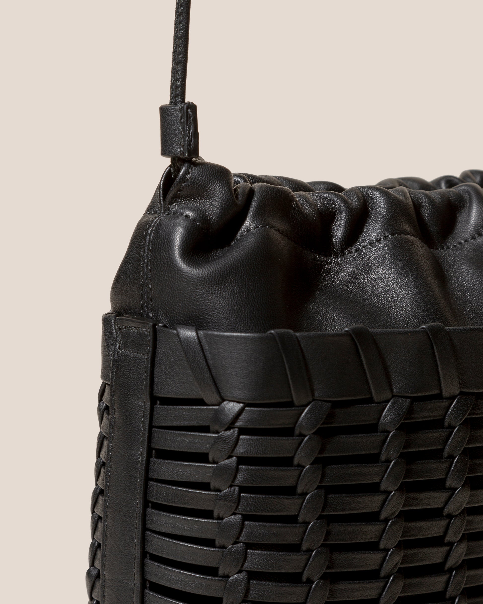 Hereu braided-handle leather bucket bag, Black