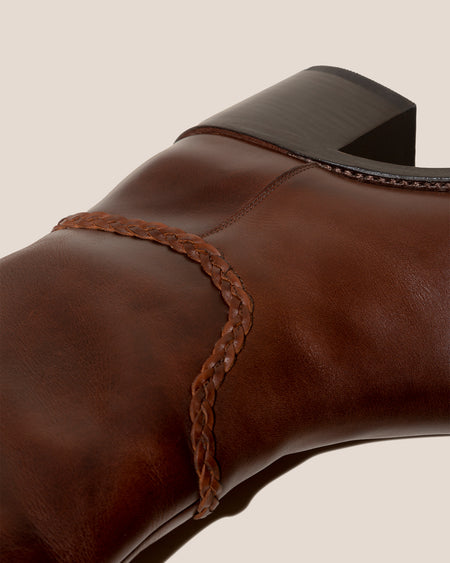 CALOBRA - Heeled Square-Toe Braided Detail Knee-High Boot