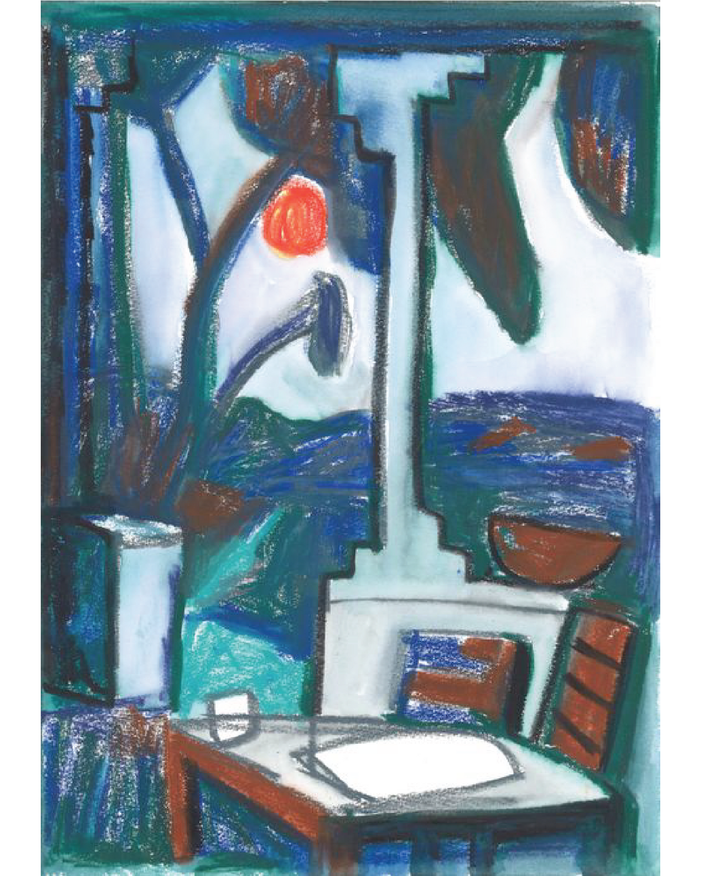 "Porche azul con la luna llena" - Javier Mariscal Artwork