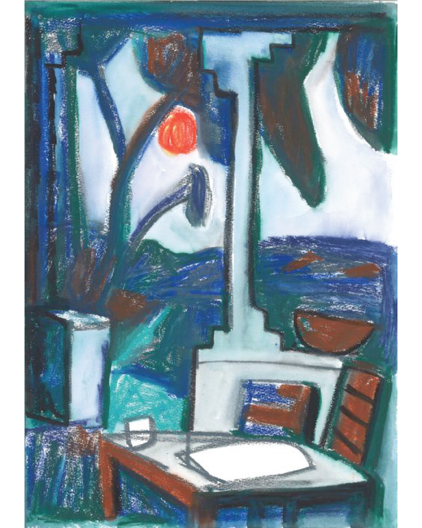 "Porche azul con la luna llena" - Javier Mariscal Artwork