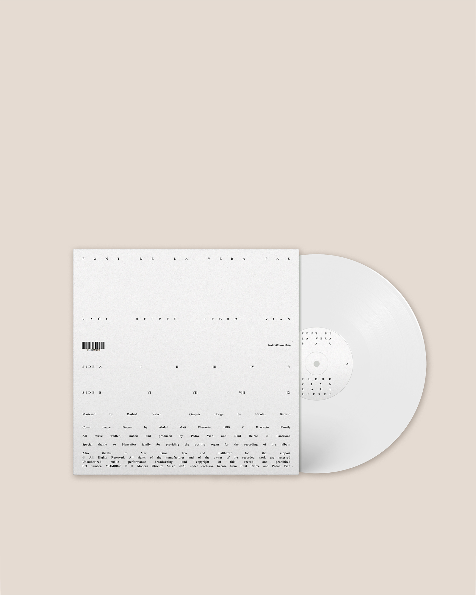 "Font de la Vera Pau" - Raül Refree & Pedro Vian Vinyl