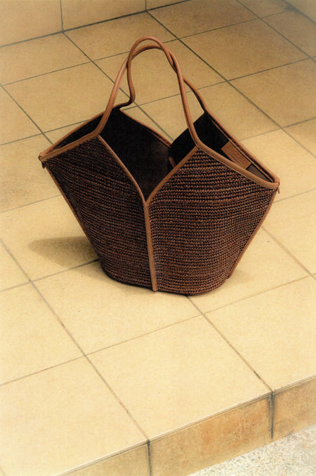 CALELLA RAFFIA - Leather-trimmed Tote Bag