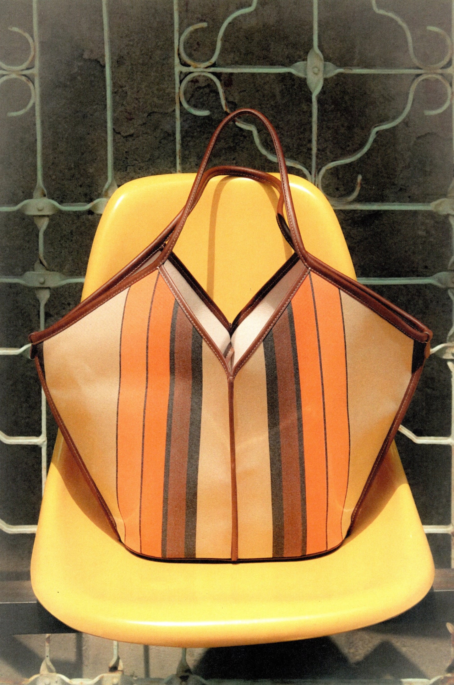 CALELLA STRIPED - Leather-trimmed Tote Bag