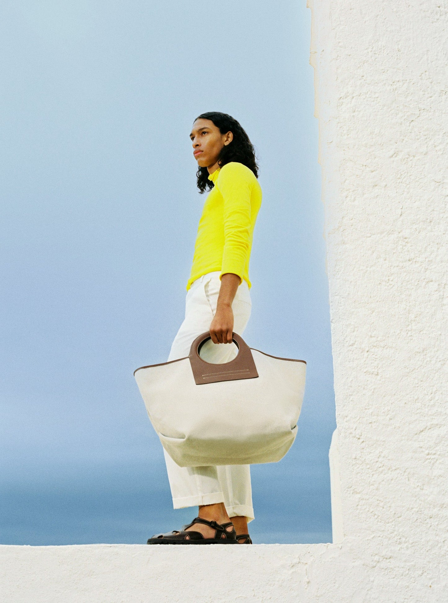 HEREU- Cala Small Leather-trimmed Canvas Tote Bag- Woman- Uni - Beige