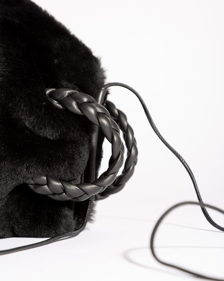 BOMBON SHEARLING - Plaited-handle Leather Handbag