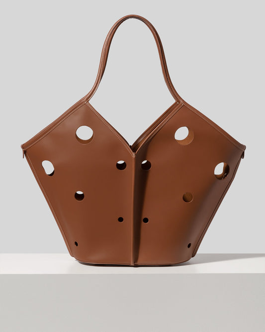 CALELLA PERFORATED - Leather-trimmed Cut-out Tote Bag