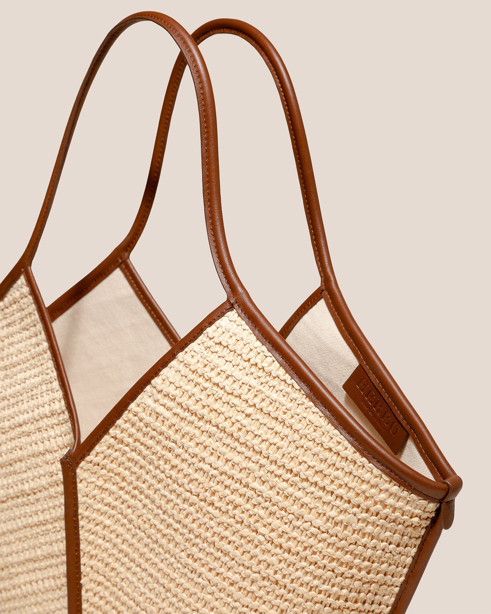 CALELLA RAFFIA Leather trimmed Tote Bag Hereu Studio