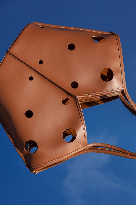 CALELLA PERFORATED - Leather-trimmed Cut-out Tote Bag
