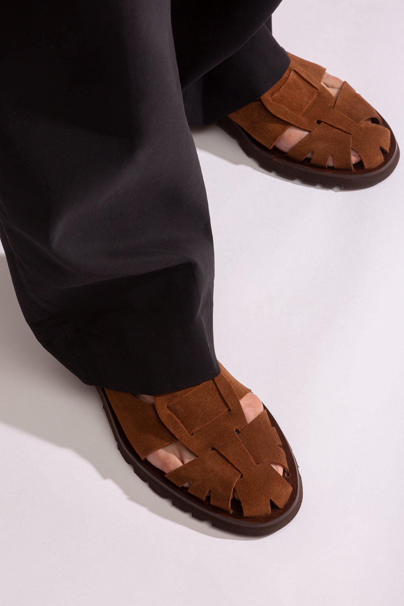 Mens leather hot sale mule sandals